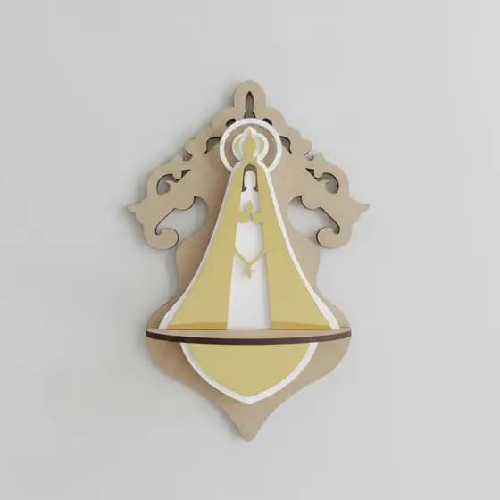 Suporte Decorativo Nossa Senhora Aparecida Mdf Dourado