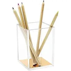 Organizador De Pincel E Caneta Acrilico Espelhado Premium De Mesa
