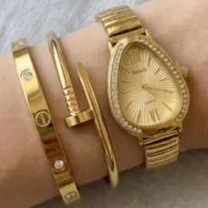 Relógio Feminino Dourado - Bracelete Pulseira  Acessórios Femininos Relogio