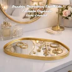 Bandeja Decorativa Espelhada Formato Orgânico 29cm