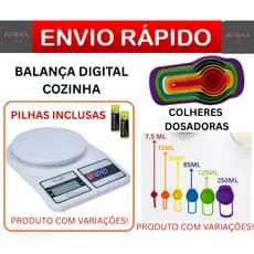 Balança Digital 10kg Alta Precisão 1g + Colheres Dosadoras (Unidade ou Kit) Receita Nutrição + Pilhas Já inclusas