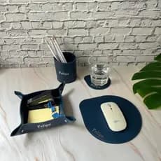 Kit escritorio Mini- porta canetas, cesto organizador, mousepad, porta copo