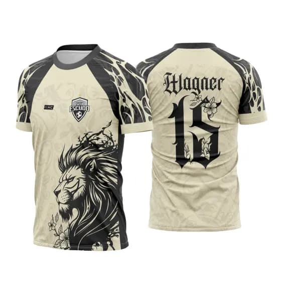 Camisa Interclasse Leão bege e preto Terceirão Personalizada , Uniforme Turma Formatura Camisa Interclasse Personalizado