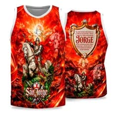 Abadá São Jorge modelo vermelho Helanca Camisa São Jorge Guerreiro, Uniforme Religioso, Camiseta São Jorge Evento,