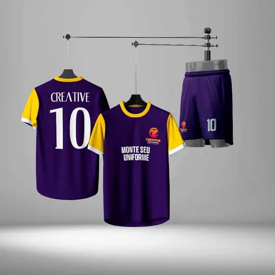 Kit Time de Futebol Personalizado Monte Sua Arte Uniforme Completo Camisa Shorts Nome Número Exclusivo