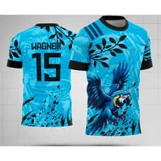 Camiseta Intercalasse Arara Azul Preto Personalizada 9º Ano Interclasse Tema Tropical Unissex Exclusiva