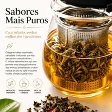 Chaleira Bule de Vidro com Infusor em Aço Inox 950ml para Chá e Café Chaleira Resistente Vitrella Élégance™