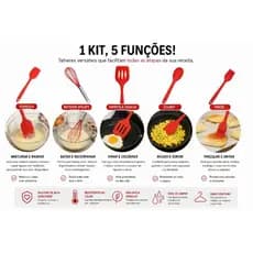 Kit Utensílios Cozinha Silicone Resistente Calor Durável 5 Peças espátula e mais