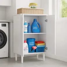 Armário para Lavanderia Multiuso com 2 Portas | Organizador Compacto Branco