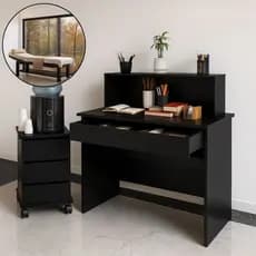 Conjunto Mesa Organizadora Salão de Beleza C/ Gaveteiro