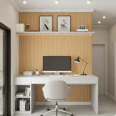 Painel Ripado de Madeira para TV Kit 50 Placas Ripadas 45x10cm Ripado Autocolante Decoração Quarto