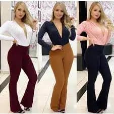 Calça Flare Bandagem Alta compressão Super Justinha  Boca de sino Bailarina Cintura Alta Modeladora