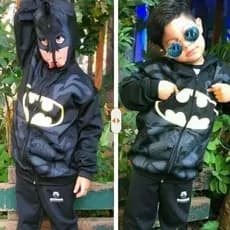 Blusa de frio Batman / casaco infantil com capuz-máscara diversos personagens Heróis