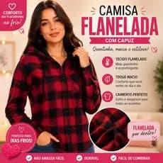 Camisa Feminina Flanelada Xadrez Blusa Flanelado Feminina Camisa Flanelada Xadrez Feminina com Toca