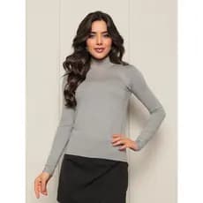 Blusa manga longa feminina cacharrel gola alta outono inverno 2025 segunda pele