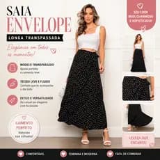 Saia Envelope Feminina Saia Transpassada Saia Envelope Longa Saia feminina Longa Saia Feminino