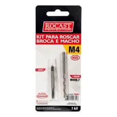 Kit jogo de macho e broca M4 x 0,7mm Aço Rápido HSS - ROCAST