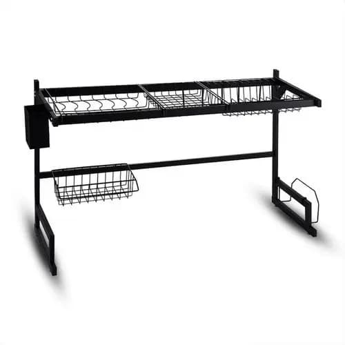 Escorredor Louça Suspenso Grande Capacidade Metal Preto Fosco Organizador