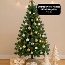Arvore Natal Pinheiro 210 Metros 1100 Galhos Verde Denso Decorativa