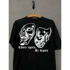 Camiseta Streetwear Chora Agora Ri Depois Algodão Racionais Rap Masculino