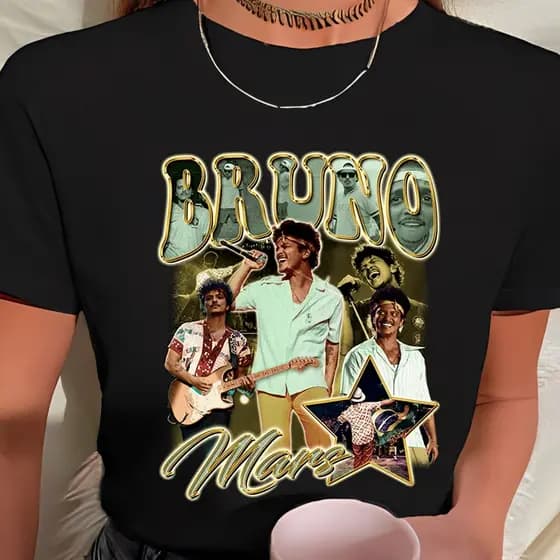 Camisa Camiseta Bruno Mars Turnê Brasil 2024  PB Pop 100% Algodão Premium