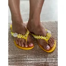 Chinelo Feminino Decorado Bordado Pérolas Abs Sandália Personalisada