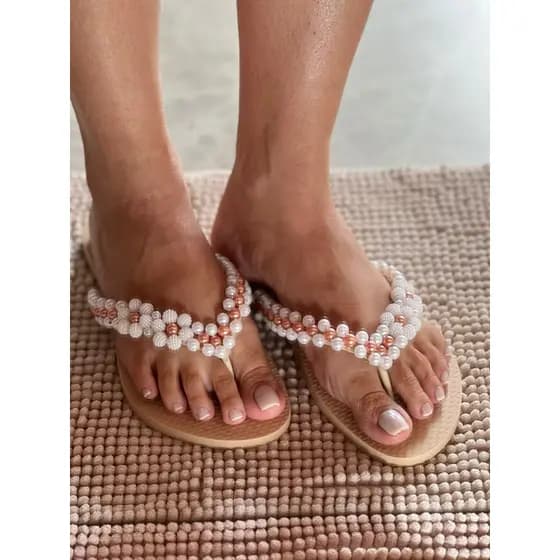 Chinelo Feminino Bordado Decorado Disponivel Varias Cores Tendencia Lançamento