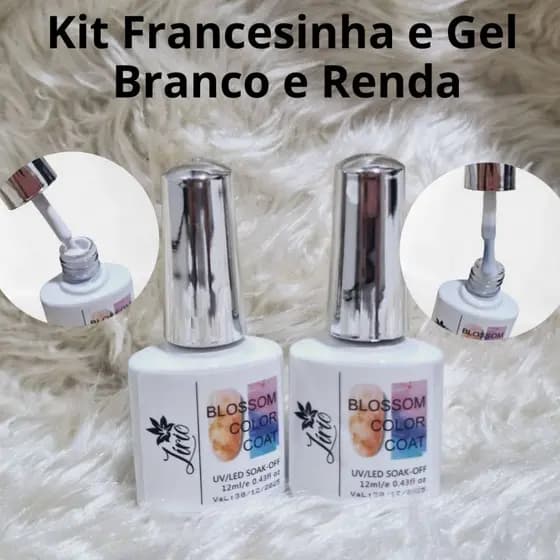 Kit Francesinha Lirió/Zem em Gel ( Branco e Renda ) Seca Cabine 12ml