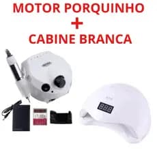Kit Unhas Profissional Manicure com Cabine Sun + Lixadeira Porquinho 50 Mil /45 Mil RPM MUITO BARATO