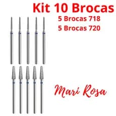 Kit Broca Ponta Diamantada n°718/720/Esférica 4mm/ Tungstênio Profissional Unha Acrigel Para Cutículas
