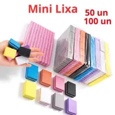 Mini Lixas Bloco Buffer Coloridas Quadrada com 50 un ou 100 un Polidora Manicure 100/180 nail designer unhas perfeitas