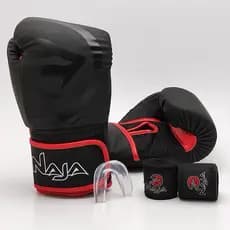 kit Luva de Boxe Naja Black /Luva de Muay Thai Naja + bucal + bandagem + Bolsa - Para Boxe /muay thai(envio em 12 horas)