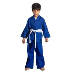 Kimono Infantil azul preto branco jiu jitsu judô bem reforçado brim