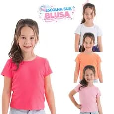 Blusa Básica Infantil Verão Ribana Manga Curta 4 a 16 Anos – 4 Cores | Conforto e Estilo