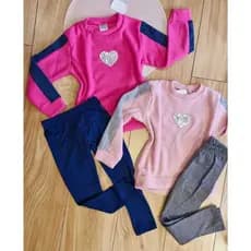 Conjunto de frio inverno infantil super quente boucle peluciado e legging térmica menina