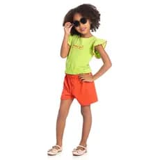 Conjunto infantil menina verão manga curta 4 ao 10