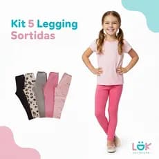 Kit 5 legging Infantil Feminino Sortidas 1 ao 8 anos