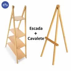 Escada Decorativa Escadinha Festa Mdf Cru Desmontável 4 Andares MAIS Cavalete para festas e aniversário