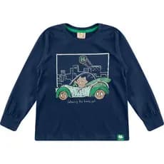 14755   - CAMISETA INFANTIL MASCULINA MANGA LONGA MEIA MALHA COM ESTAMPA SILK HERO TAM 1 2 3