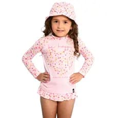 147 CONJUNTO INFANTIL SEREIA E MARUJOS BLUSA DE PROTEÇÃO UV + TANGA 1 2 3