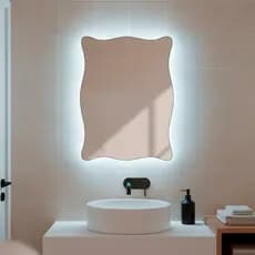 Espelho com Led Decorativo de Parede Sala Quarto Banheiro Hall Camarim 44x64cm Mod. Paris
