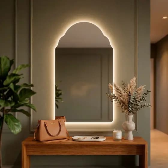 Espelho com Led Orgânico Marrocos 110x60cm Espelho Corpo Todo Decorativo para Banheiro Sala Quarto
