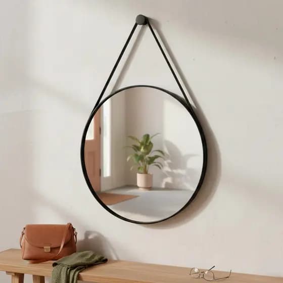 Espelho Decorativo Grande Banheiro Adnet Redondo Sala Quarto Banheiro Lavabo 60cm com Suporte Parede