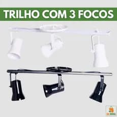 Luminária Spot Trilho Sino com 3 Focos Ajustáveis 360° Para Lâmpadas Led Bulbo Par20 Decoração