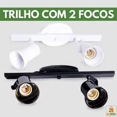 Luminária Spot Trilho Sino Com 2 Focos Ajustáveis 360° Para Lâmpadas Led Bulbo Par 20