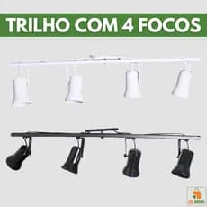 Luminária Spot Trilho Sino Com 4 Focos Ajustáveis 360° Para Lâmpadas Led Bulbo Par 20 Decoração