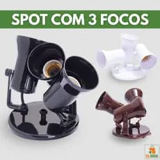 Luminária Spot Sobrepor Teto ou Parede 3 Focos Ajustáveis 360º Decoração Minimalista e Elegante