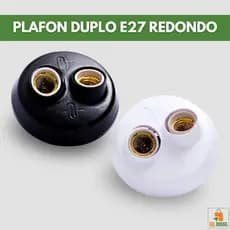 Luminária Plafonier Plafon Duplo Redondo Lâmpada Teto Bivolt E27 Soquete Bocal 100w