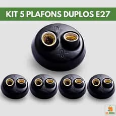 Kit 5 Luminárias Plafonier Plafon Duplo Redondo Lâmpada Teto Bivolt E27 Soquete Bocal 100w