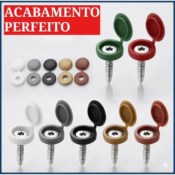 Tampa De Parafuso Universal Plástica Preto Branco Premium - moveis e carro.